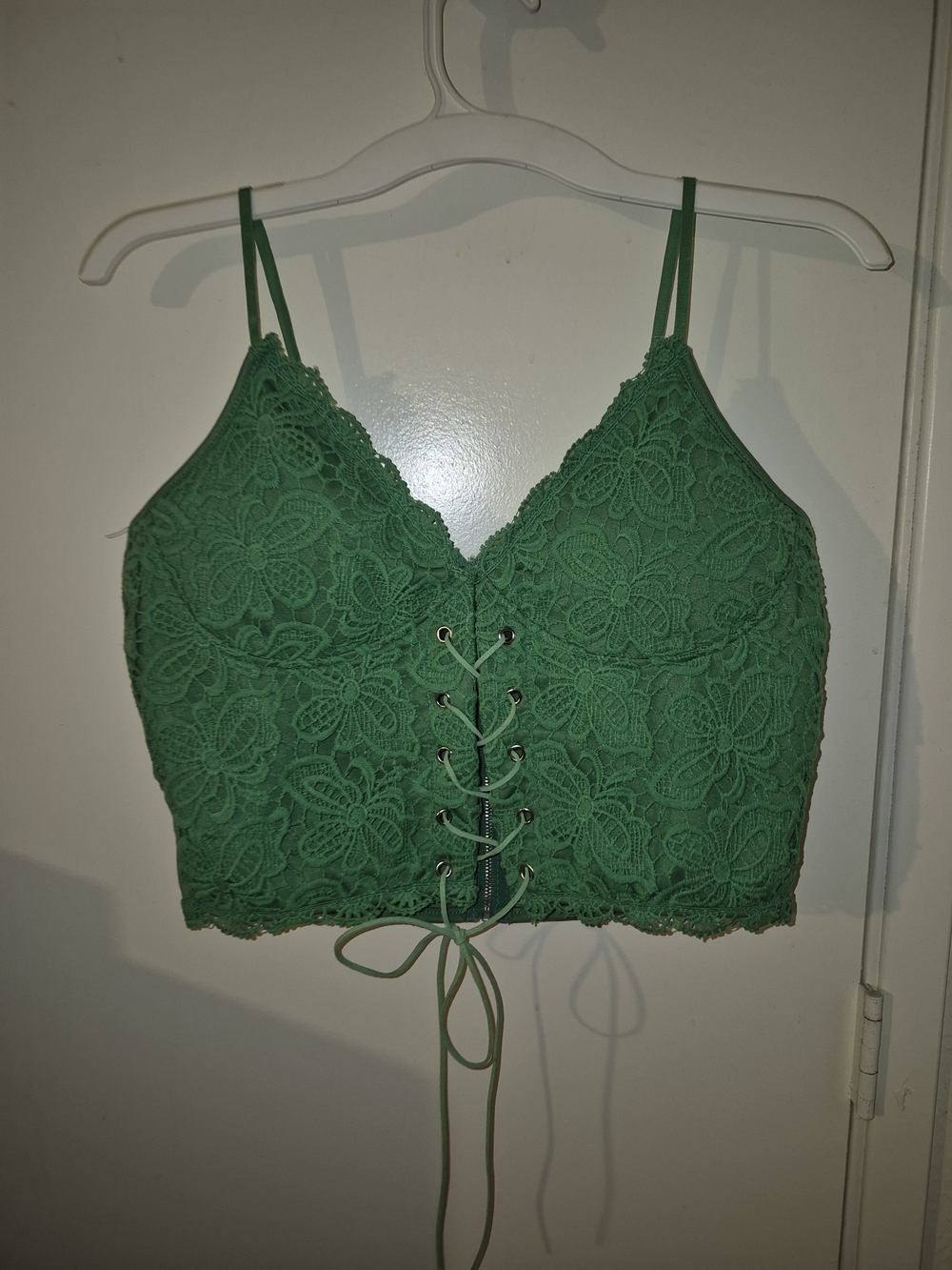 Green Lace Corset-Style Bralette
